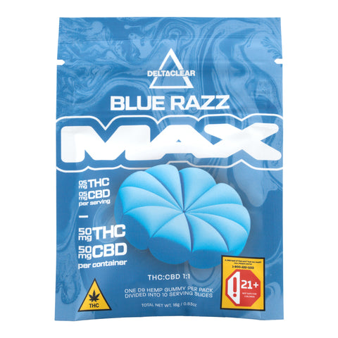 MAX Blue Razz THC+CBD Infused Gummy Wheels 50mg THC - Hemp House