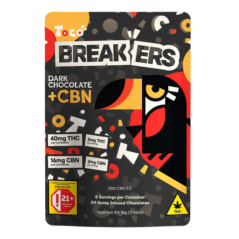 Dark Chocolate Cocoa Breakers THC+CBN 40mg THC - Hemp House