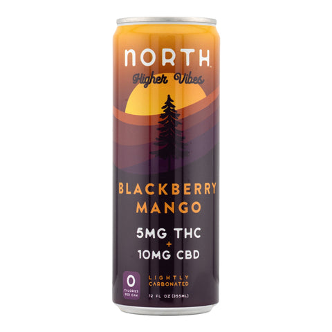 Higher Vibes Blackberry Mango THC+CBD Sparkling Seltzer 5mg THC - Hemp House
