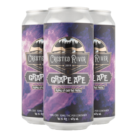 Crested River Grape Ape THC Soda 1:1 THC to CBD - 4 pack