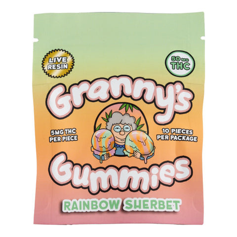 Rainbow Sherbet Live Resin Gummies 50mg THC - Hemp House