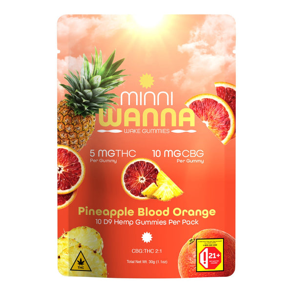 Minni Wanna Pineapple Blood Orange THC+CBG Wake Gummies 50mg THC