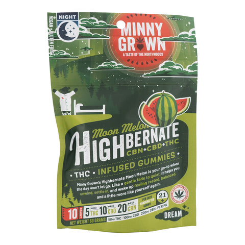 Moon Melon Highbernate Cannabis - Infused THC+CBD+CBN Gummies 50mg THC - Hemp House