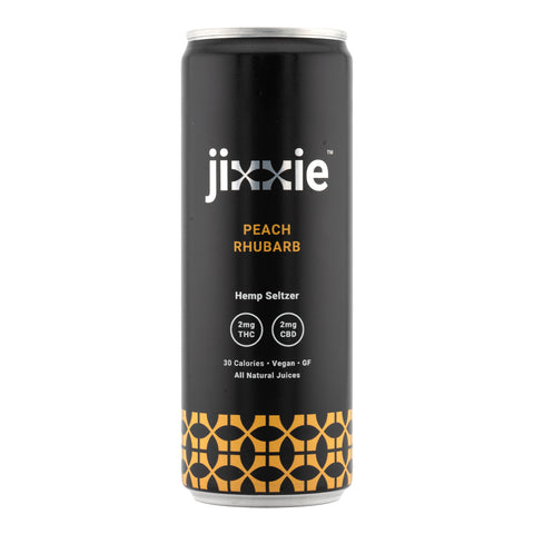 Jixxie Peach Rhubarb Hemp Seltzer 2mg THC 2mg CBD