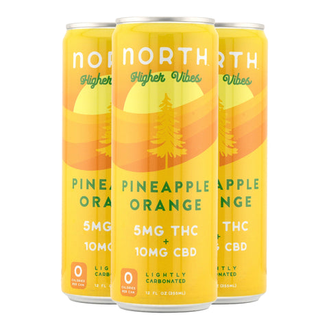 Higher Vibes Pineapple Orange THC+CBD Sparkling Seltzer 5mg THC - Hemp House