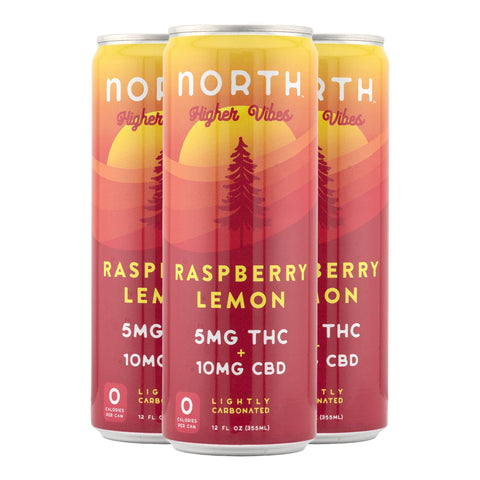 Higher Vibes Raspberry Lemon THC+CBD Sparkling Seltzer 5mg THC - Hemp House