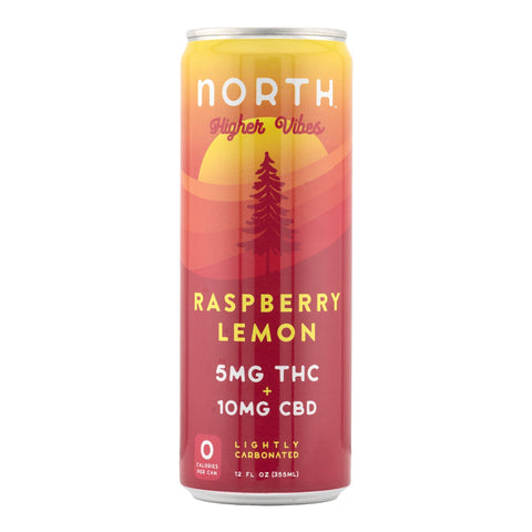 Higher Vibes Raspberry Lemon THC+CBD Sparkling Seltzer 5mg THC - Hemp House