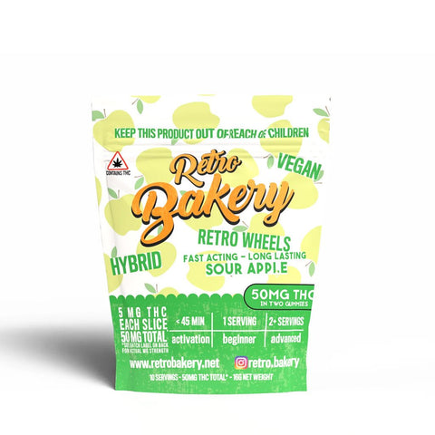 Sour Apple Retro Wheels Gummy Wheel 50mg THC - Hemp House