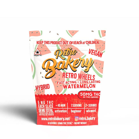 Watermelon Retro Wheels Gummy Wheel 50mg THC - Hemp House