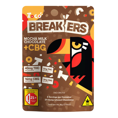 Mocha Milk Chocolate Cocoa Breakers THC+CBG 40mg THC - Hemp House