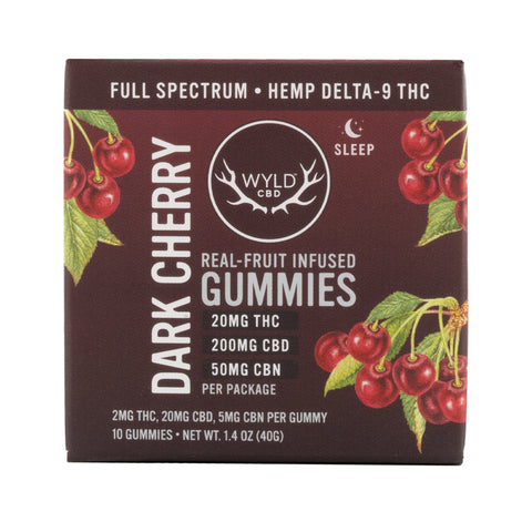 Wyld Dark Cherry Full Spectrum Sleep Gummies THC, CBD, & CBN