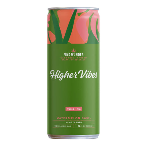 Higher Vibes Watermelon Basil Sparkling Beverage 10mg THC - Hemp House