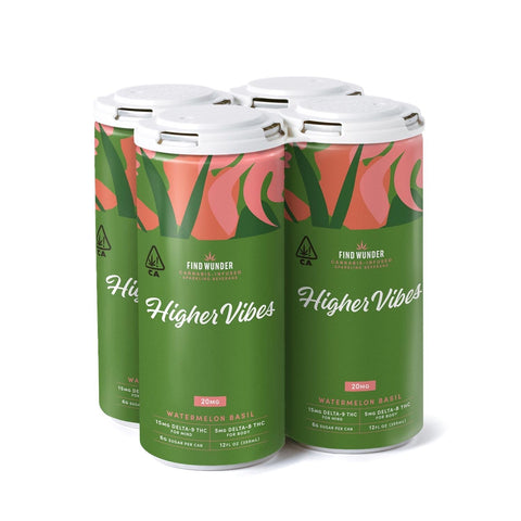 Higher Vibes Watermelon Basil Sparkling Beverage 10mg THC - Hemp House